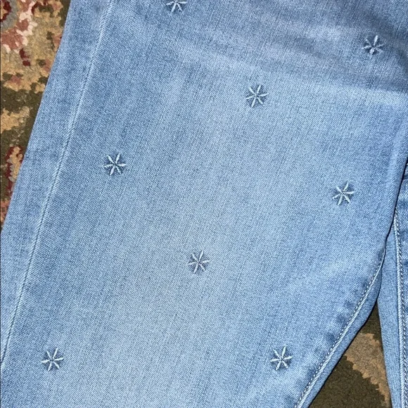 LOFT Light Blue Skinny Jeans with Star Embroidery - Picture 3 of 7